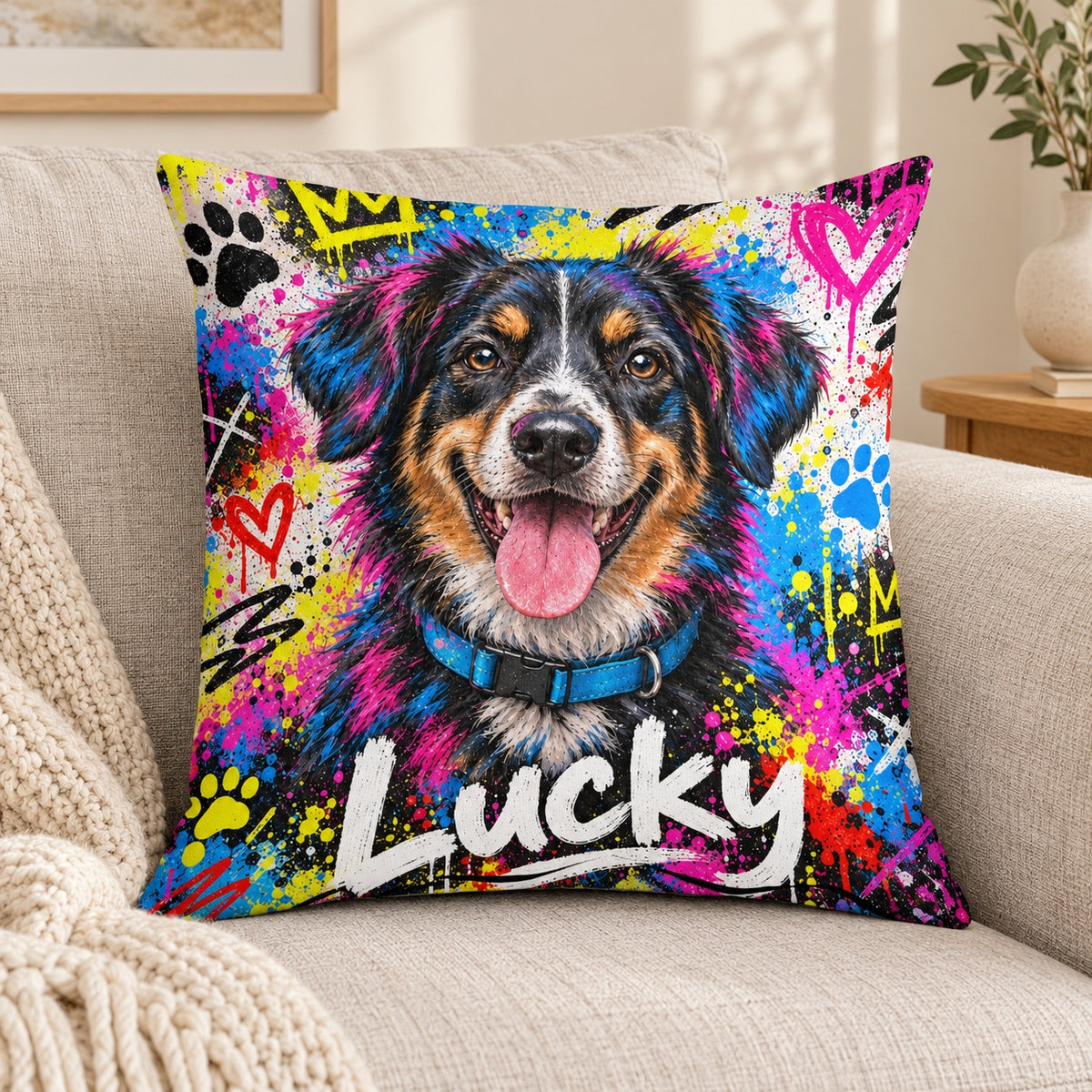 Personalised Graffiti Dog - Cushion – Lifestyle hero 20261013 16665775505753
