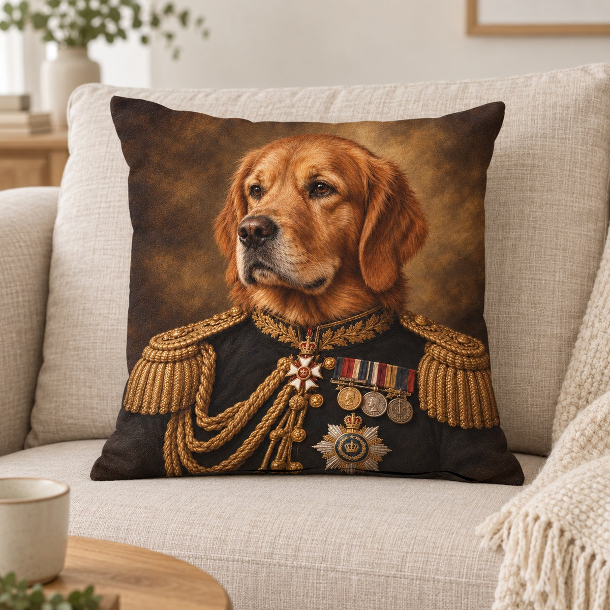 Personalised Dog The General - Cushion – Lifestyle hero 20261013 16665775669593
