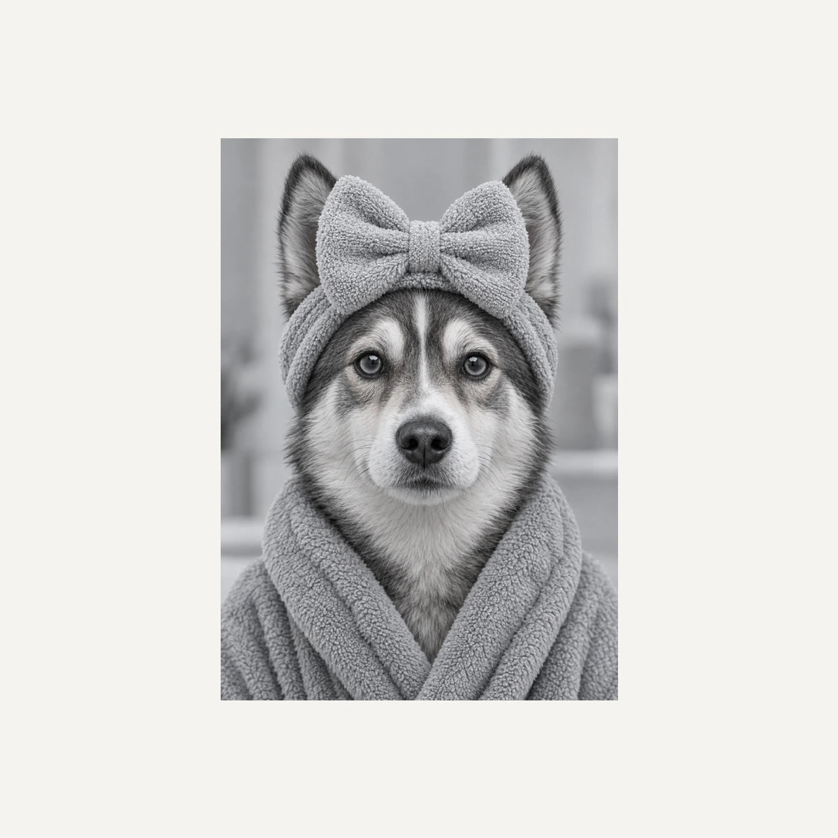 Personalised Bathroom 2 Dog - Framed Print - Cream - Unframed print
