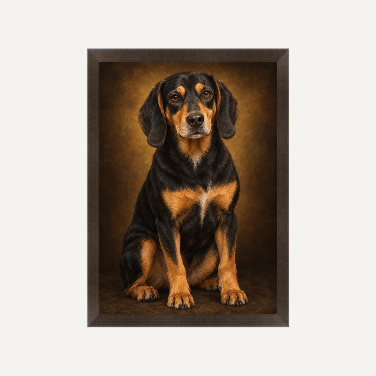 Personalised Dog Classic Portrait - Framed Print - Cream - Black wood frame