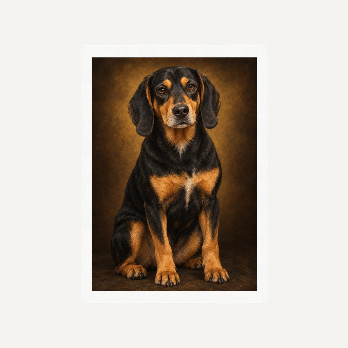 Personalised Dog Classic Portrait - Framed Print - Cream - White wood frame