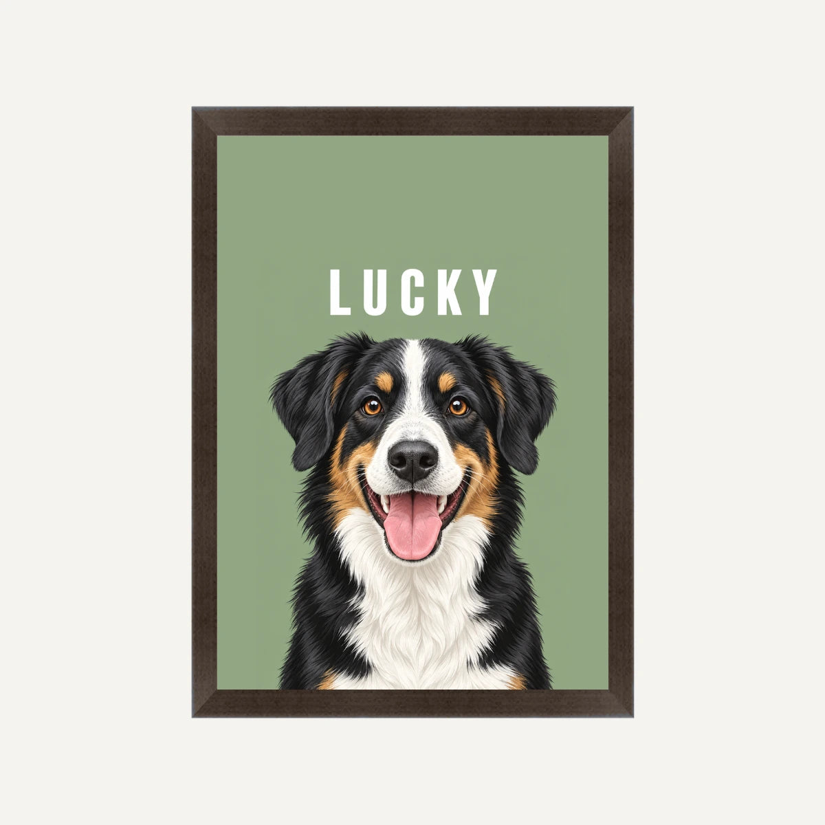 Personalised Dog Pawtrait Studio - Framed Print - Cream - Black wood frame