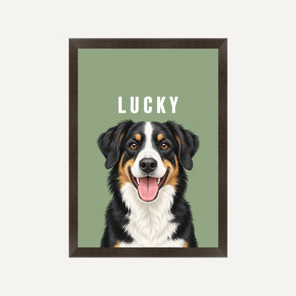 Personalised Dog Pawtrait Studio - Framed Print - Cream - Black wood frame
