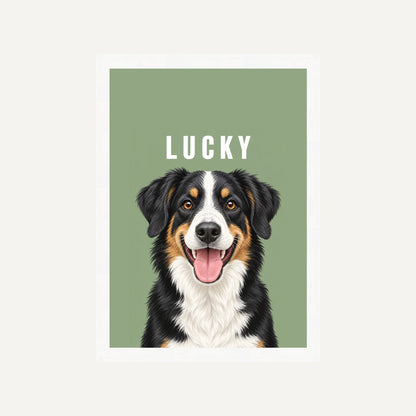 Personalised Dog Pawtrait Studio - Framed Print - Cream - White wood frame