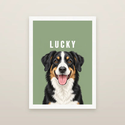 Personalised Dog Pawtrait Studio - Framed Print - Cream - White wood frame