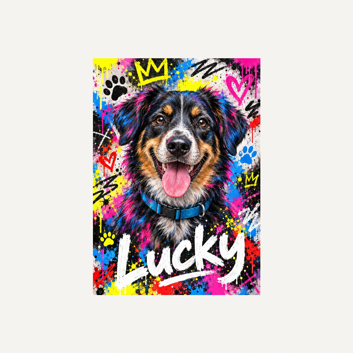 Personalised Graffiti Dog - Framed Print - Cream - Unframed print