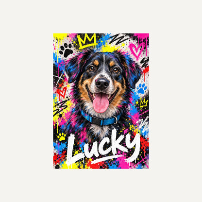 Personalised Graffiti Dog - Framed Print - Cream - Unframed print