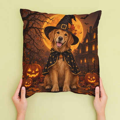 Personalised Halloween Dog Cushion - Cream - Sofa lifestyle