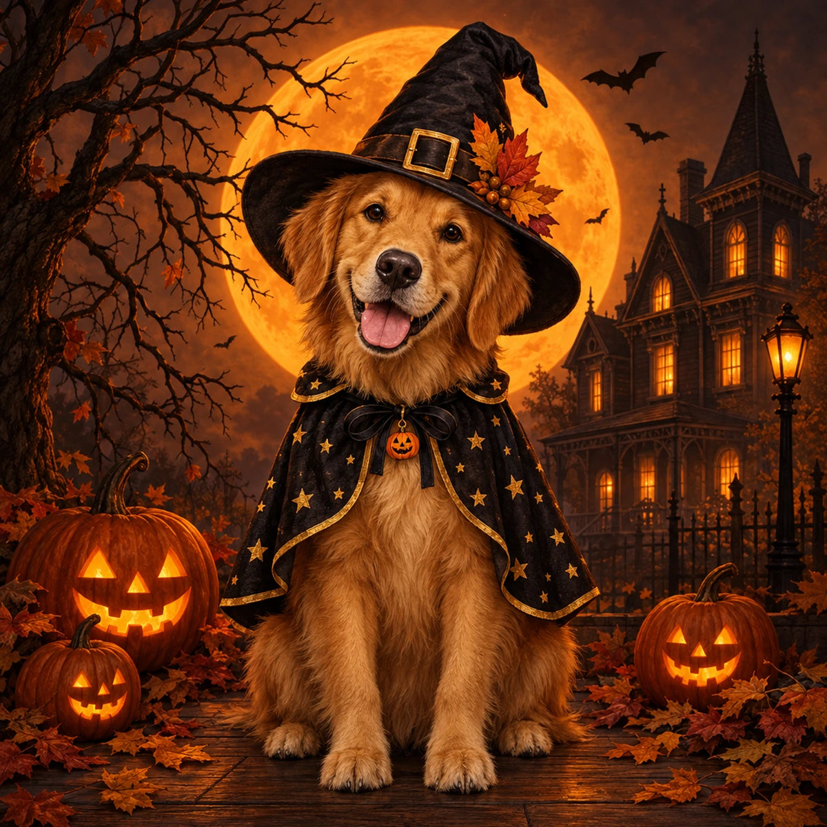 Personalised Halloween Dog Cushion - Cream - Finished artwork