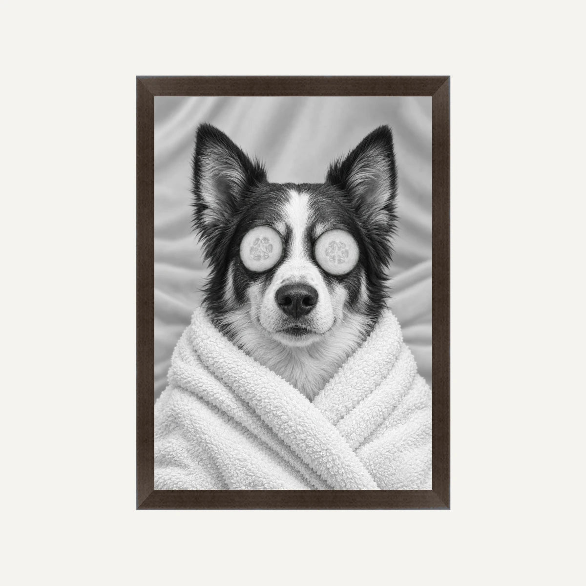 Personalised Massage Cucumber Dog - Framed Print - Cream - Black wood frame