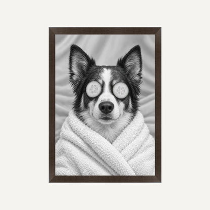Personalised Massage Cucumber Dog - Framed Print - Cream - Black wood frame