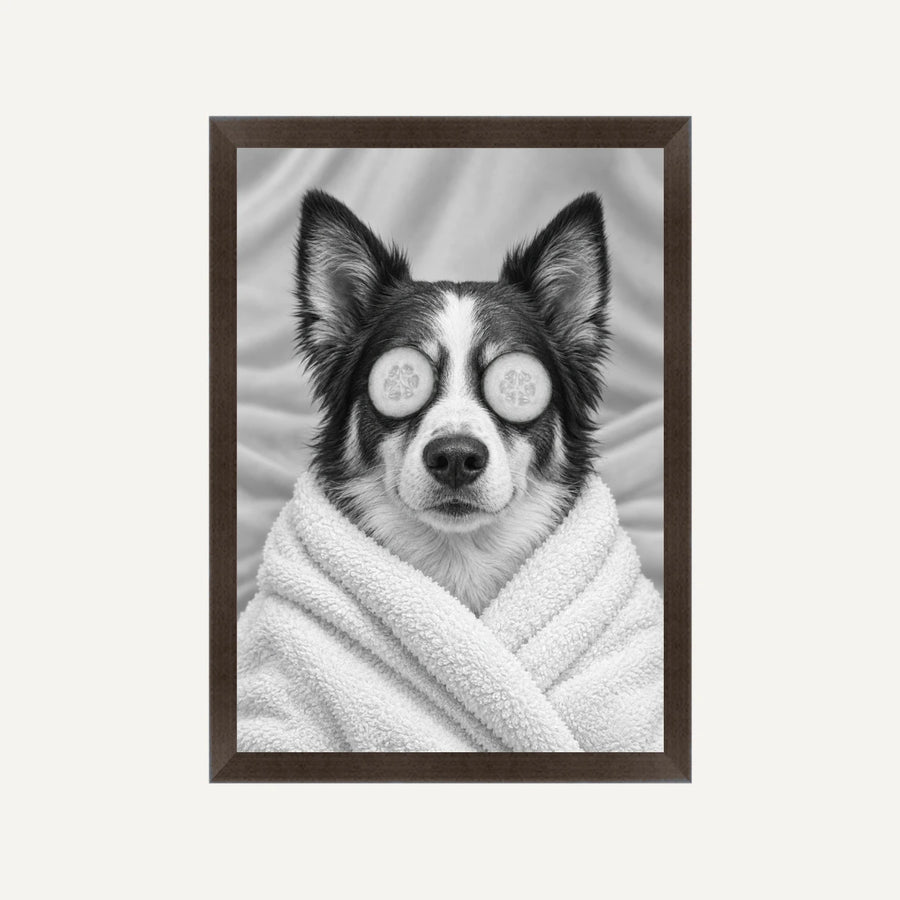 Personalised Massage Cucumber Dog - Framed Print - Cream - Black wood frame