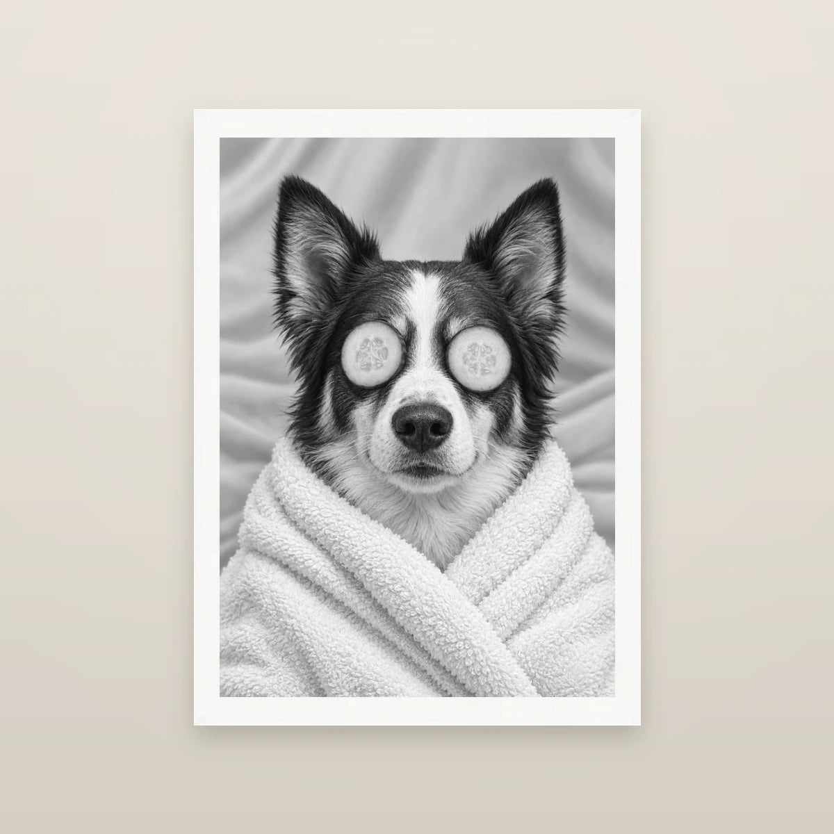 Personalised Massage Cucumber Dog - Framed Print - Cream - White wood frame