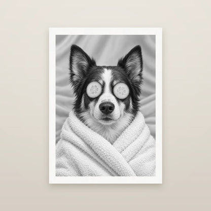 Personalised Massage Cucumber Dog - Framed Print - Cream - White wood frame