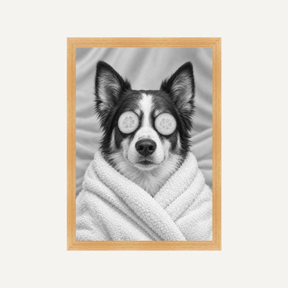 Personalised Massage Cucumber Dog - Framed Print - Cream - Natural wood frame
