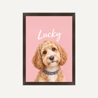 Personalised Minimalist Dog - Framed Print - Cream - Black wood frame