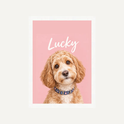 Personalised Minimalist Dog - Framed Print - Cream - White wood frame