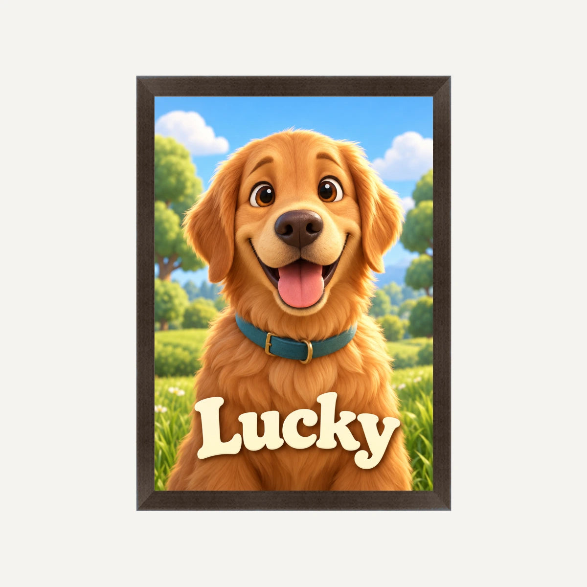 Personalised Movie Dog - Framed Print - Cream - Black wood frame