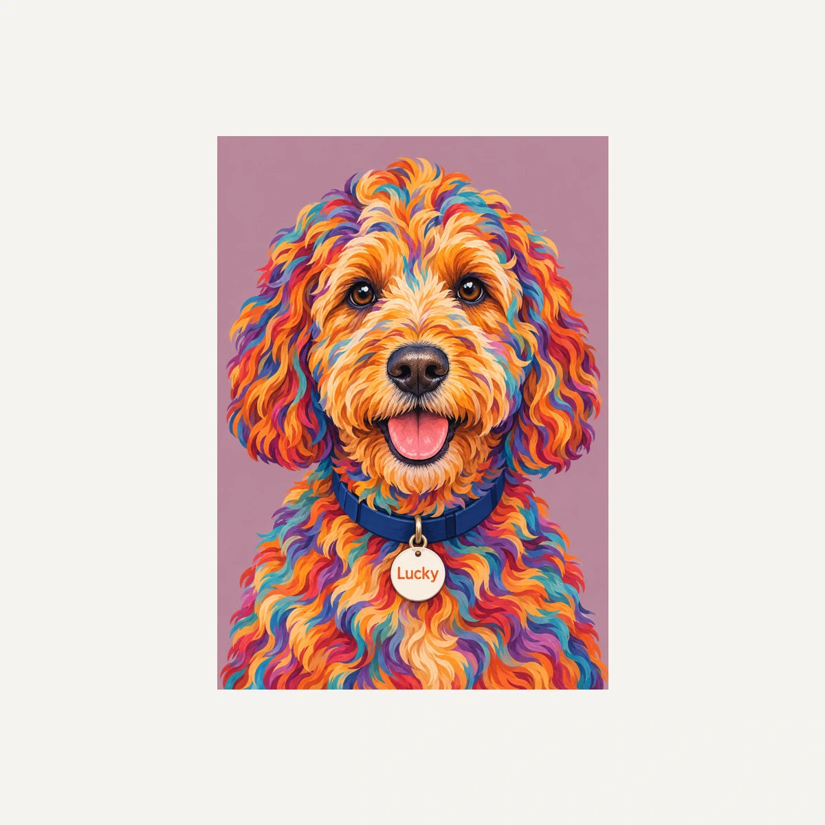 Personalised Pop Art Dog - Framed Print - Cream - Unframed print
