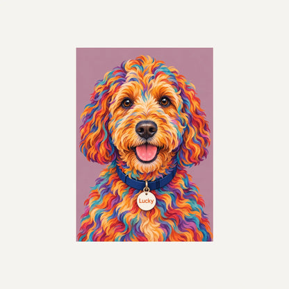 Personalised Pop Art Dog - Framed Print - Cream - Unframed print