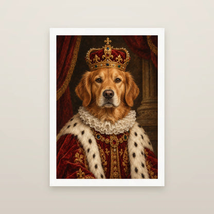 Personalised The King Dog - Framed Print - Cream - White wood frame
