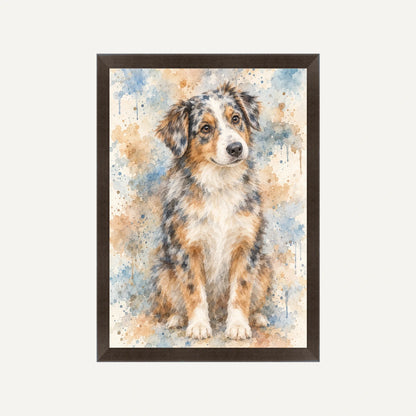 Personalised Watercolour Dog - Framed Print - Cream - Black wood frame