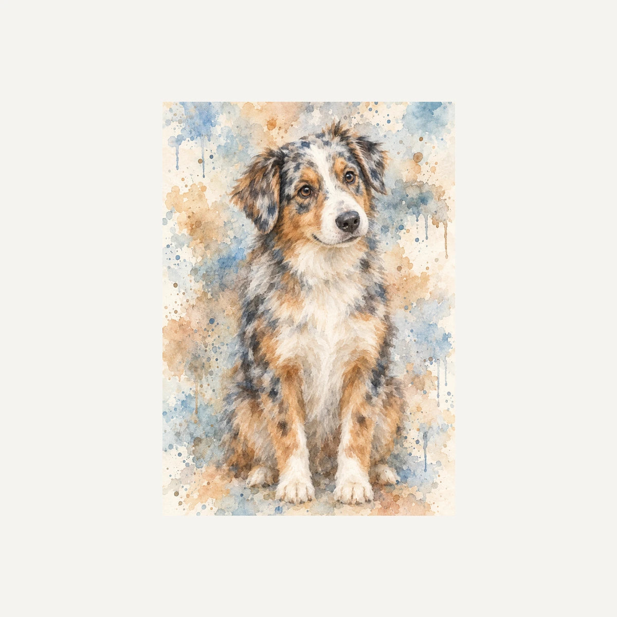 Personalised Watercolour Dog - Framed Print - Cream - Unframed print
