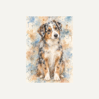 Personalised Watercolour Dog - Framed Print - Cream - Unframed print