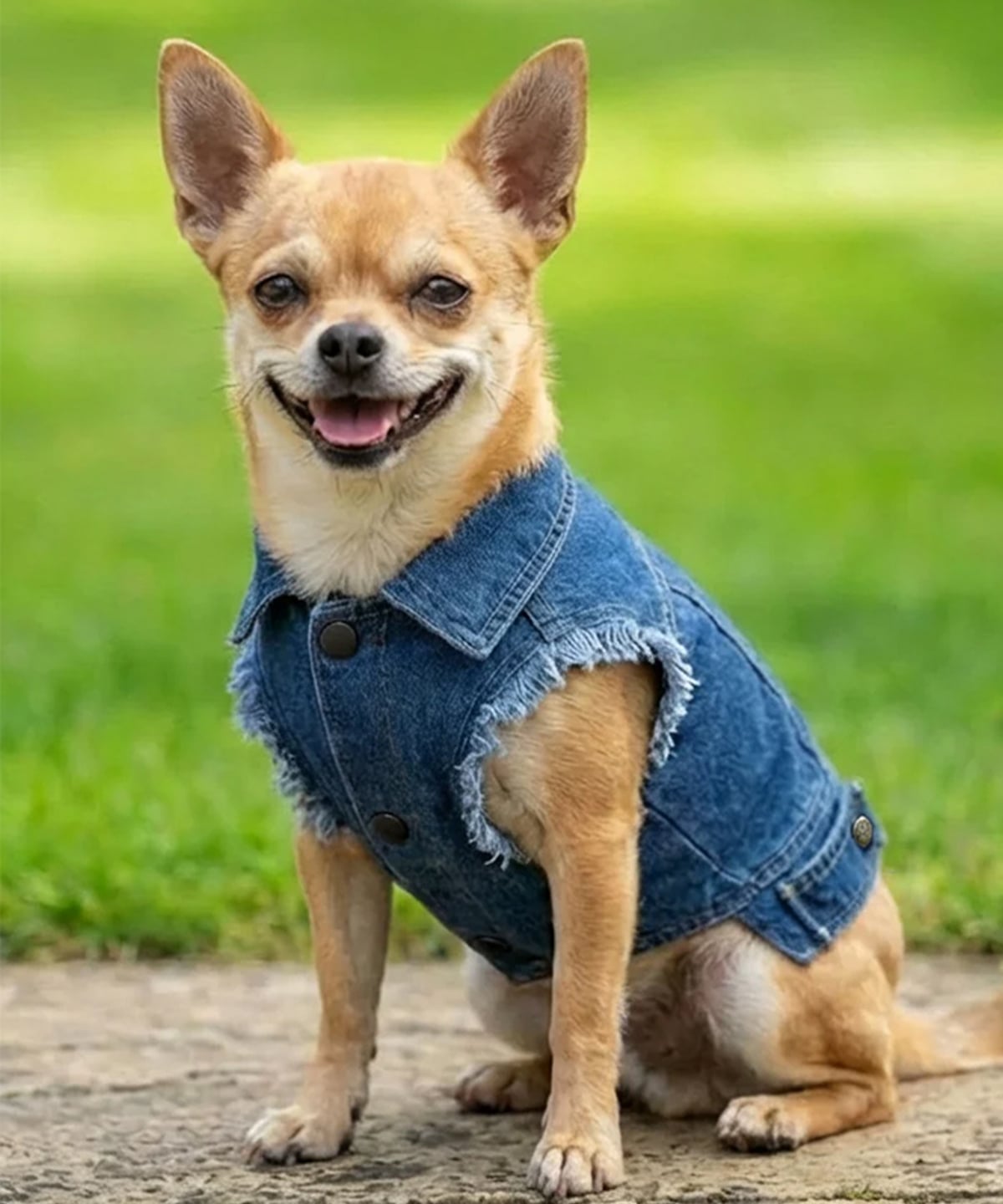 Lucky Pup Dog Denim Jacket lifestyle image — Lucky Pup dog clothing launch range