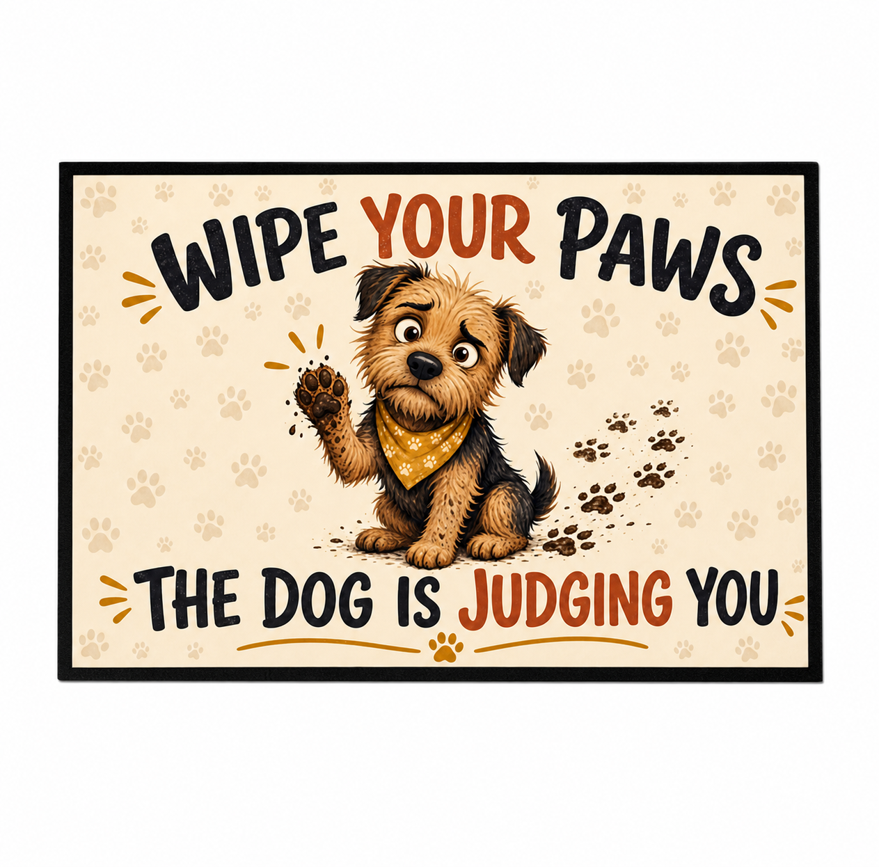 Wipe Your Paws 60 x 40 cm dog food mat on the approved white background