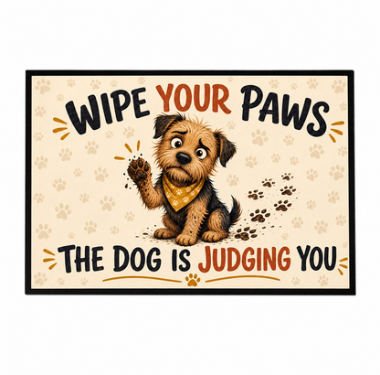 Wipe Your Paws 60 x 40 cm dog food mat on the approved white background